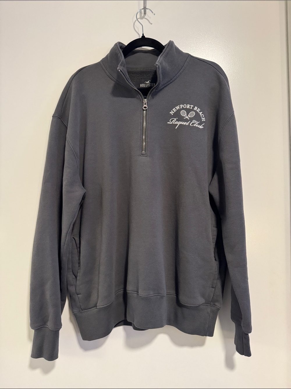 Hollister Men's Gray Fleece Quarter-Zip
